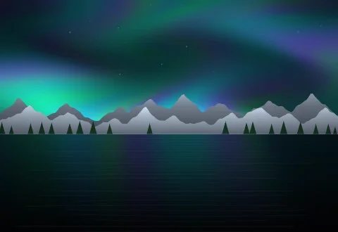 Aurora Flow: coloured light spreading across a night sky above mountains