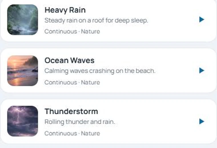 The Relaxing Sounds library: rain, ocean waves, thunderstorm, forest stream